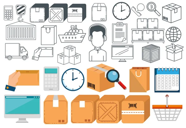 Logistic services set icons — Stock Vector