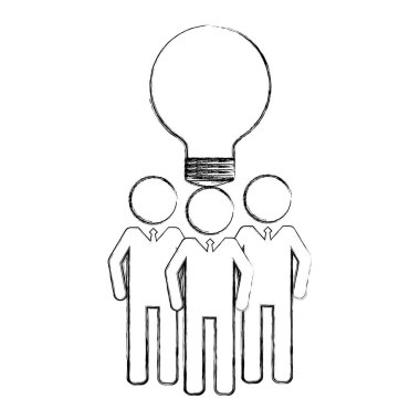 iş takımı siluetleri ampul vektör çizim tasarım ile çalışmak