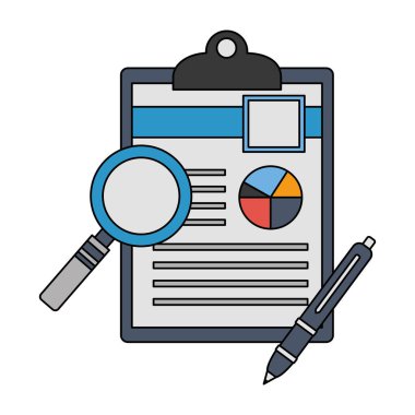 Office Pano dolma kalem Büyüteç vektör çizim