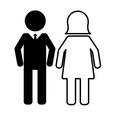 insanlar piktogram erkek ve kadın illüstrasyon tek renkli vektör