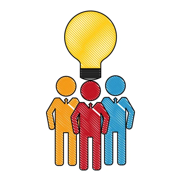 Business Men Team Work Silhouettes Light Bulb Vector Illustration Design — Stock Vector