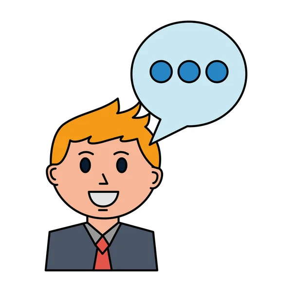 Homme Affaires Bulle Parole Illustration Vectorielle Communication — Image vectorielle