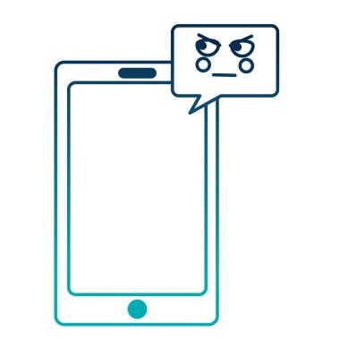 Smartphone ve konuşma balonu kawaii yüz vektör çizim