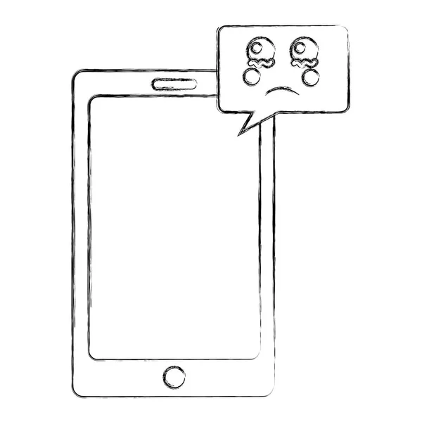 Smartphone Gerät Mit Sprechblase Kawaii Charakter Vektor Illustration Design — Stockvektor