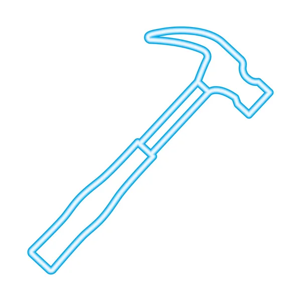 Hammer Nástroj Opravy Neon Návrhu Vektorové Ilustrace — Stockový vektor