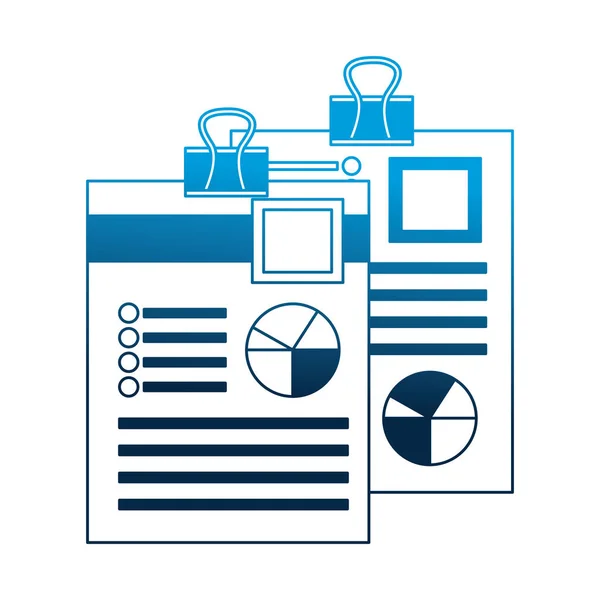 Papeles Trabajan Con Clip Diagrama Flujo Información Vector Ilustración Neón — Vector de stock