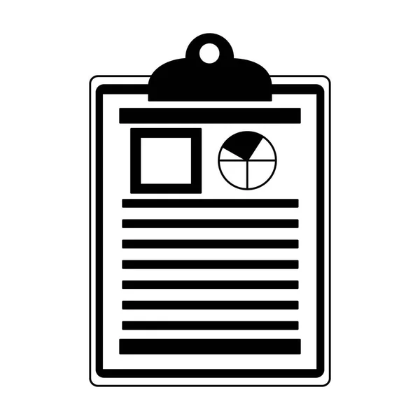 Oficina Portapapeles Documento Informe Diagrama Vector Ilustración Monocromo — Vector de stock