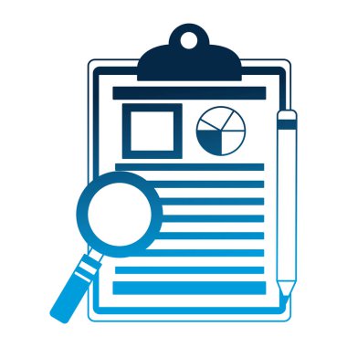 Office Panosu rapor büyüteç ve kalem