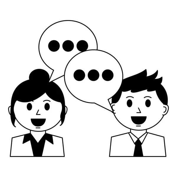 Couple avec bulle vocale icône isolée — Image vectorielle