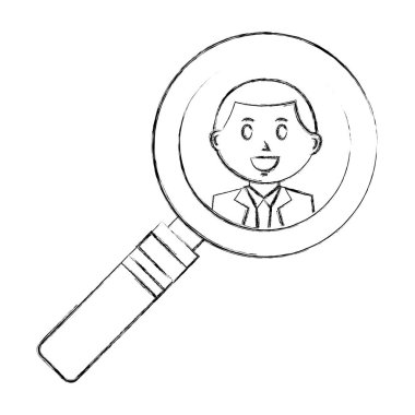 iş adamı izole simgesi olan Büyüteç