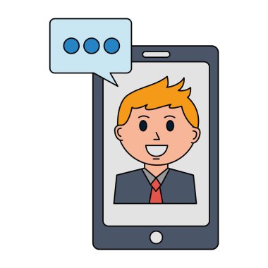 işadamı smartphone konuşma balonu üzerinde