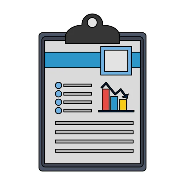 Checklist com arquivo de documento e gráficos de barras estatísticas — Vetor de Stock