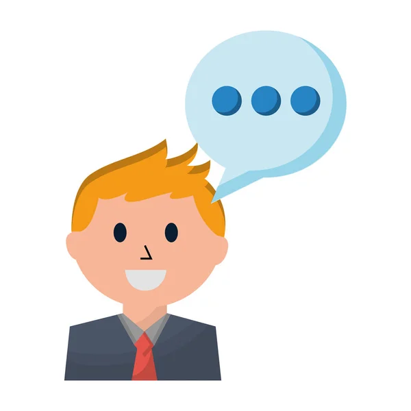 Zakelijke man en toespraak bubble communicatie — Stockvector