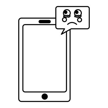 Smartphone ve konuşma balonu kawaii cry yüz