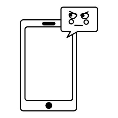 Smartphone ve konuşma balonu kawaii yüz