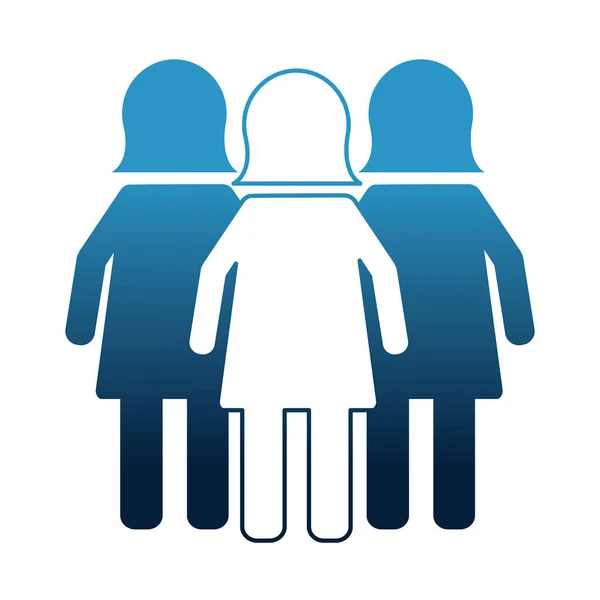 Groupe femmes pictogramme caractères femelle — Image vectorielle