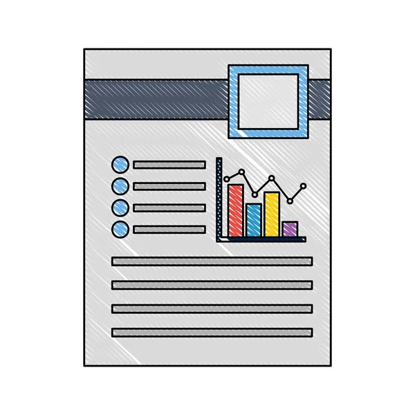 Fichier document avec barres statistiques graphique — Image vectorielle