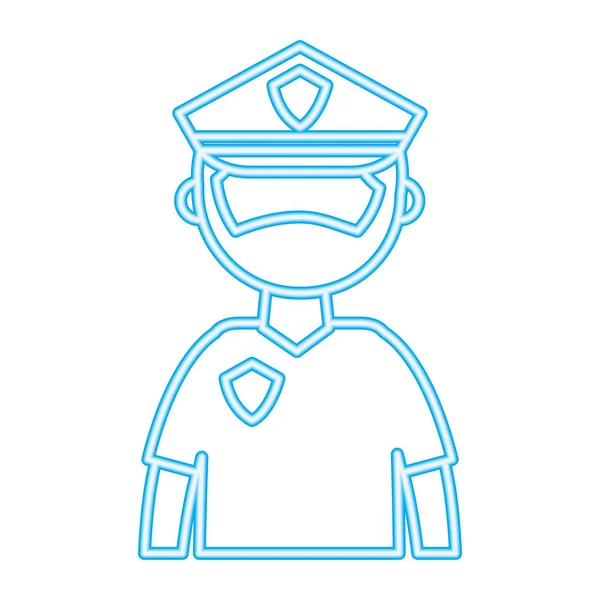 Policía hombre oficial retrato carácter neón diseño — Archivo Imágenes Vectoriales