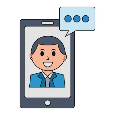 işadamı smartphone konuşma balonu üzerinde