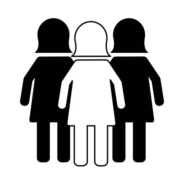 Geschäftsfrauen Teamarbeit Silhouetten isolierte Ikone — Stockvektor