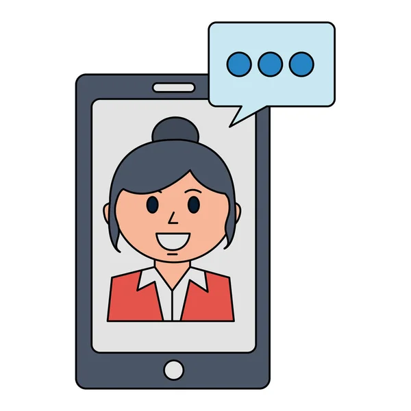Üzletasszony smartphone beszélgetés buborék — Stock Vector