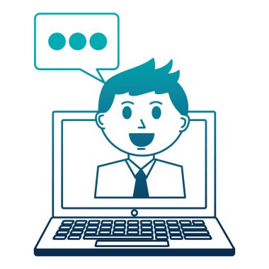 iş adam çalışan sohbet bubble dizüstü