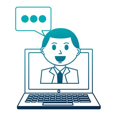 iş adam çalışan sohbet bubble dizüstü