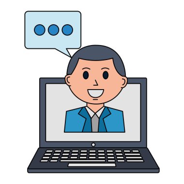 iş adam çalışan sohbet bubble dizüstü