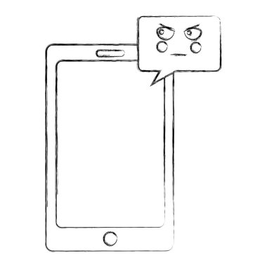 konuşma balonu kawaii karakteri ile Smartphone aygıtı