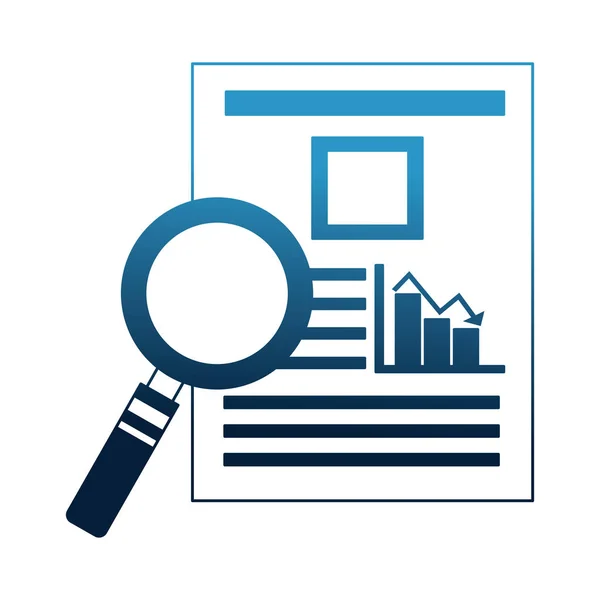 Relatório dcoment arquivo gráfico financeiro lupa —  Vetores de Stock