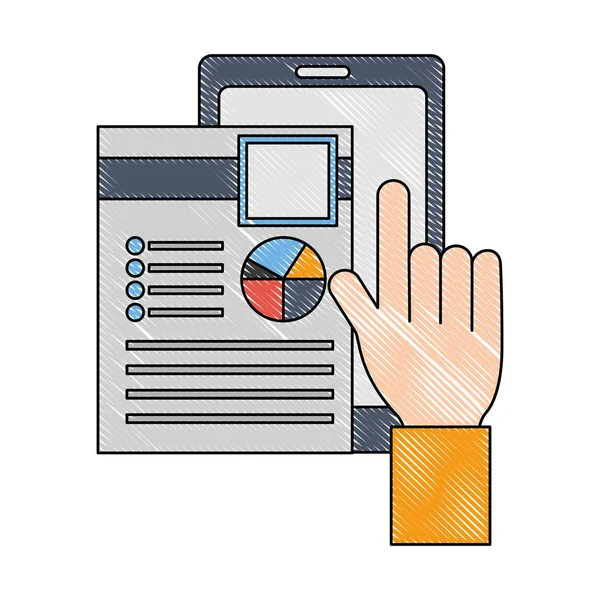 Рука с файлом документа и планшетным устройством — стоковый вектор