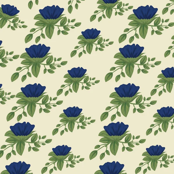 Estilo floral bonito com folhas de fundo design — Vetor de Stock