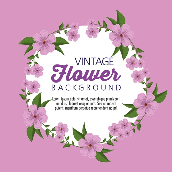 Vintage flowers plants with leaves style — Stock Vector