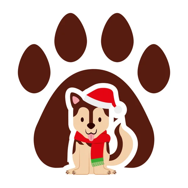 Tarjeta de navidad feliz perro — Vector de stock
