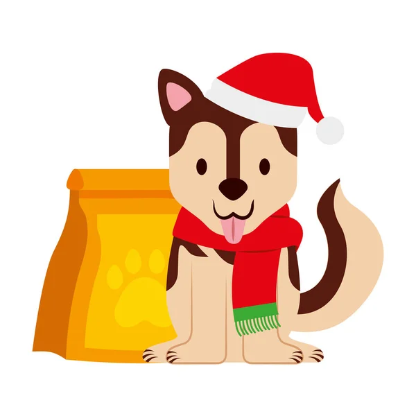 Tarjeta de navidad feliz perro — Vector de stock