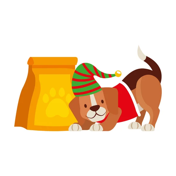 Dog merry christmas card — Stock Vector