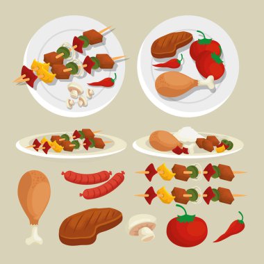 Sosisleri patates ve et ızgara hazırlık ile ayarla