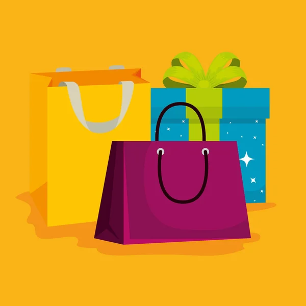 Alışveriş torbaları ve mevcut özel satış — Stok Vektör