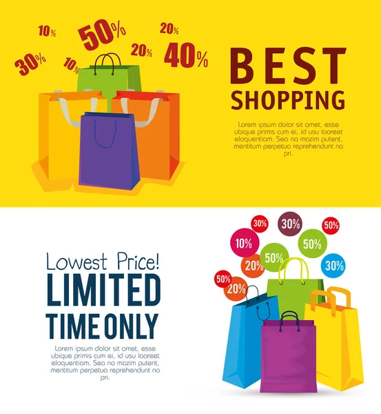 Set shopping bags per la vendita online promo — Vettoriale Stock