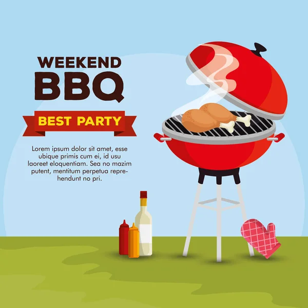 Cuisses préparation grill avec barbecue et sauces — Image vectorielle