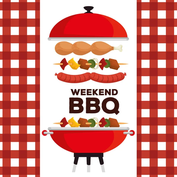 Saucisses aux cuisses et pommes de terre à cuire au barbecue — Image vectorielle