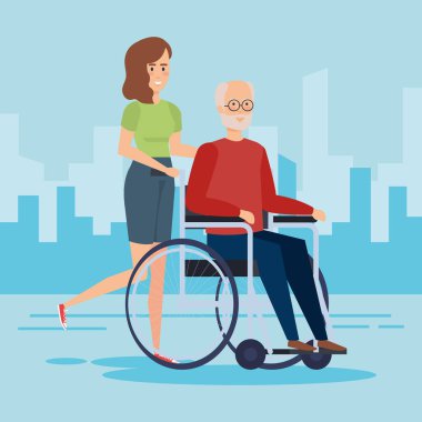 Engelli yaşlı adam tasarım