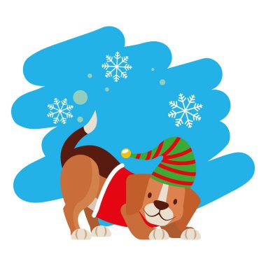 köpek Noel vektör çizim vektör çizim kış kıyafetleri