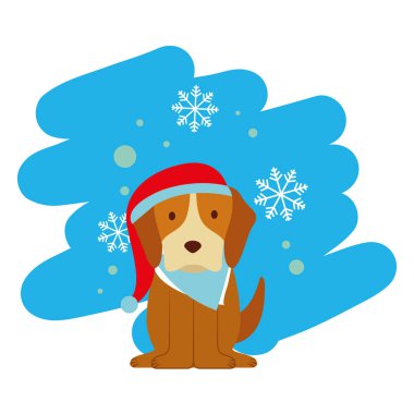 köpek Noel vektör çizim vektör çizim kış kıyafetleri