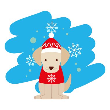 köpek Noel vektör çizim vektör çizim kış kıyafetleri