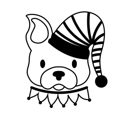 köpek şapka Kış neşeli Noel vektör çizim ile