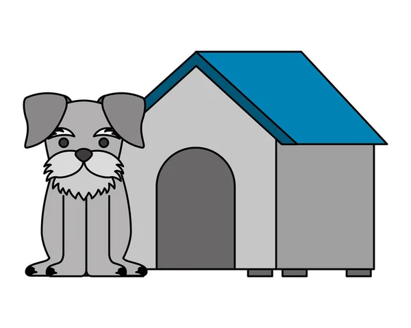 Lindo Perro Mascota Casa Vector Ilustración — Archivo Imágenes Vectoriales