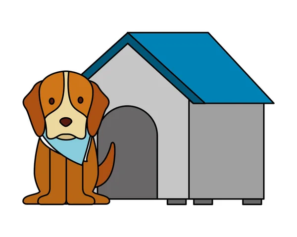Lindo Perro Mascota Casa Vector Ilustración — Archivo Imágenes Vectoriales