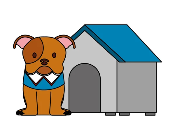 Lindo Perro Mascota Casa Vector Ilustración — Archivo Imágenes Vectoriales