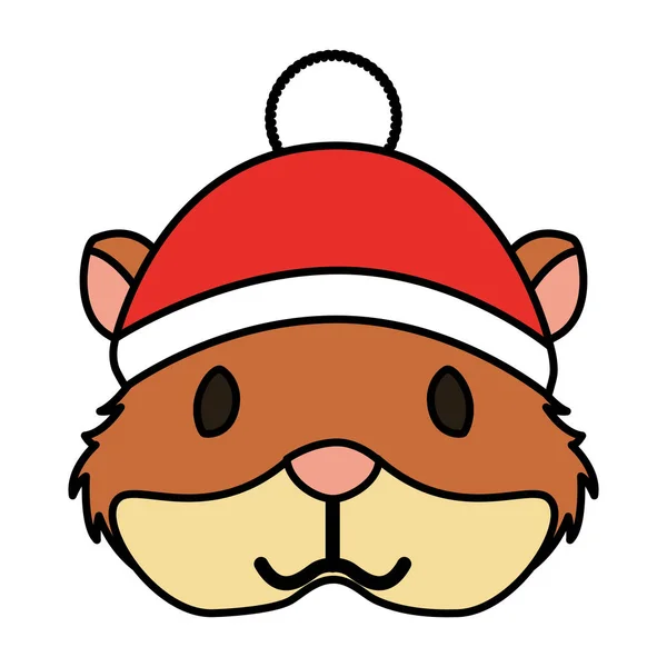 Hámster Lindo Con Sombrero Caliente Navidad Vector Ilustración — Vector de stock